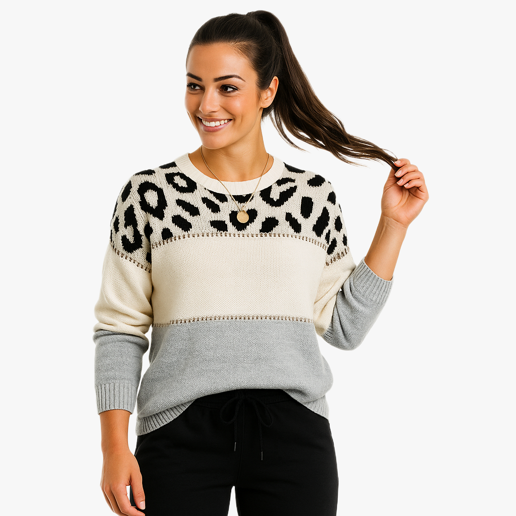 Stylowy pulower w panterkę na zimę