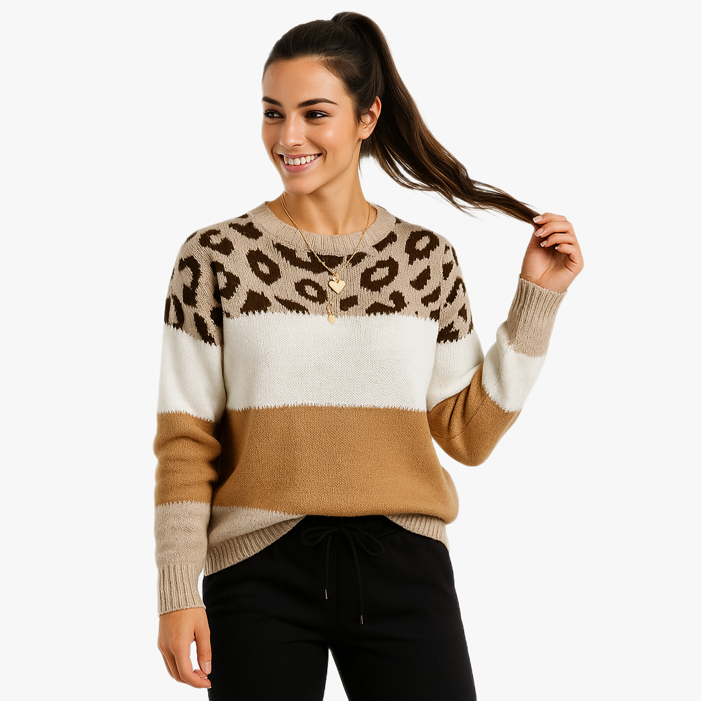 Stylowy pulower w panterkę na zimę