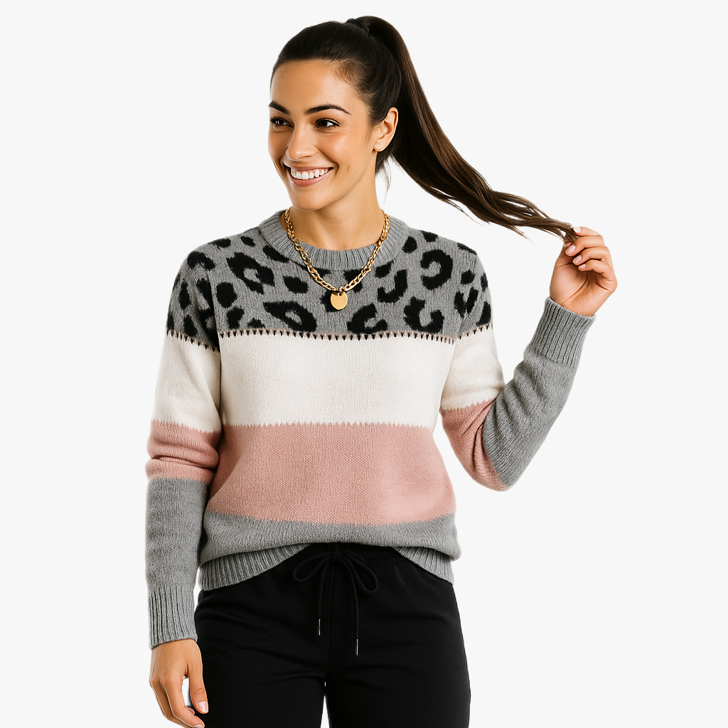 Stylowy pulower w panterkę na zimę